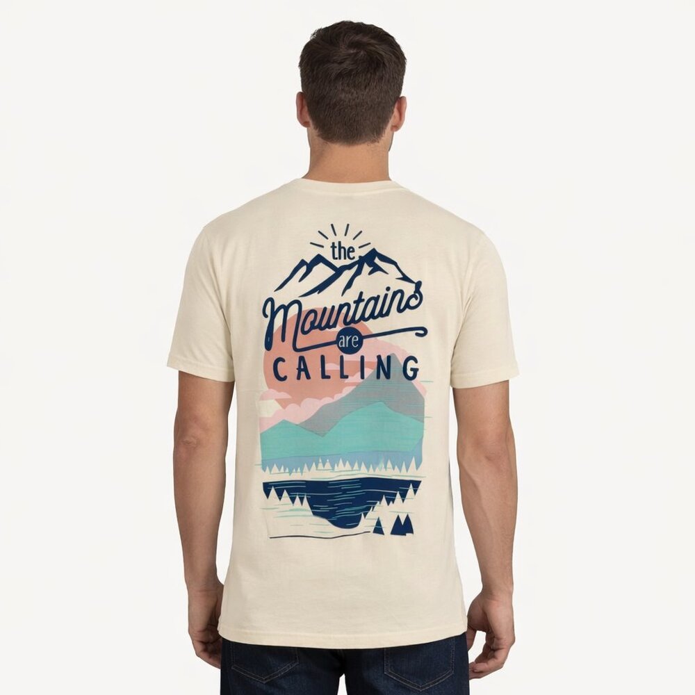 Muk Luks "The Mountains Are Calling" Graphic Tee | Unisex Large | NWT Cotton Hik
